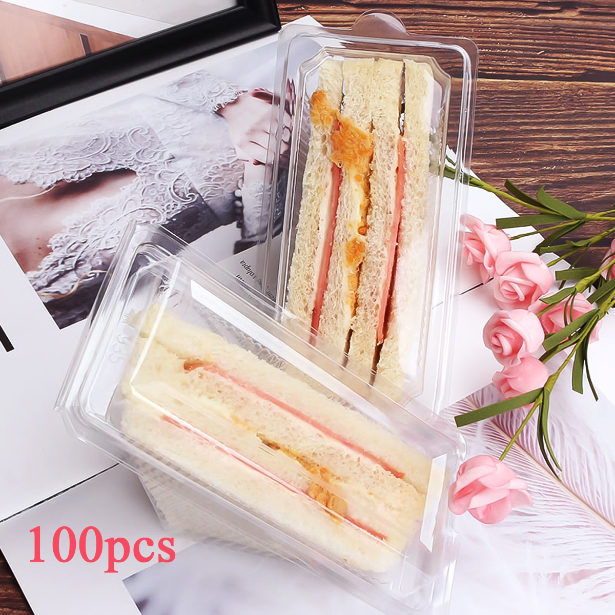 Spring Roll Wrapper - 100pcs Sandwich Box Portable Disposable Plastic